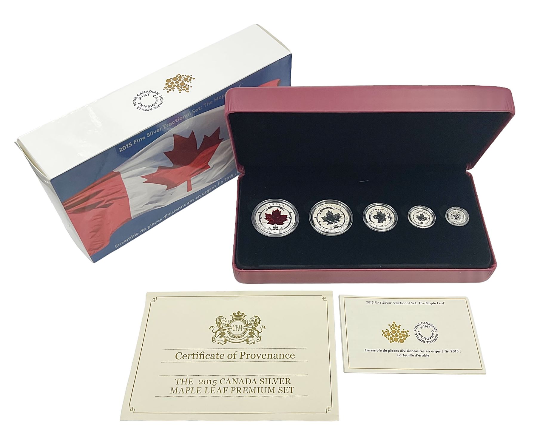 Royal Canadian Mint 2015 'The Maple Leaf' fine silver five coin fractional set