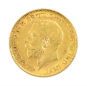 King George V 1911 gold half sovereign coin