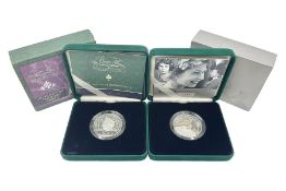 Two The Royal Mint United Kingdom silver proof piedfort five pound coins