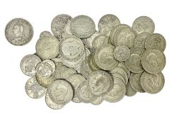 Approximately 600 grams of Great British pre 1947 silver coins including sixpences