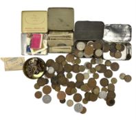 Coins and miscellaneous items including pre decimal pennies and other denominations