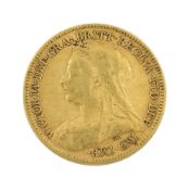 Queen Victoria 1900 gold half sovereign coin