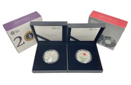 Two The Royal Mint United Kingdom 2019 silver proof piedfort five pound coins