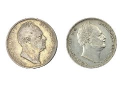 Two William IIII halfcrown coins