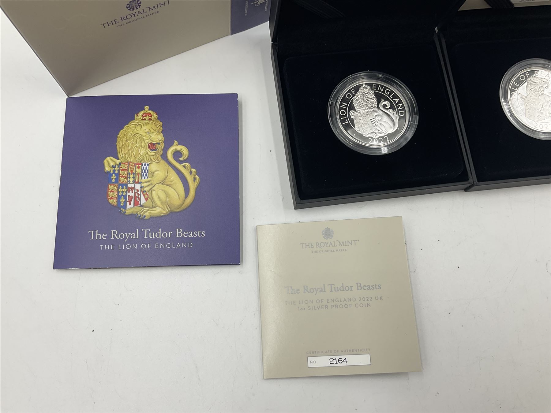 Three The Royal Mint United Kingdom 'The Royal Tudor Beasts' fine silver proof one ounce coins - Image 7 of 10