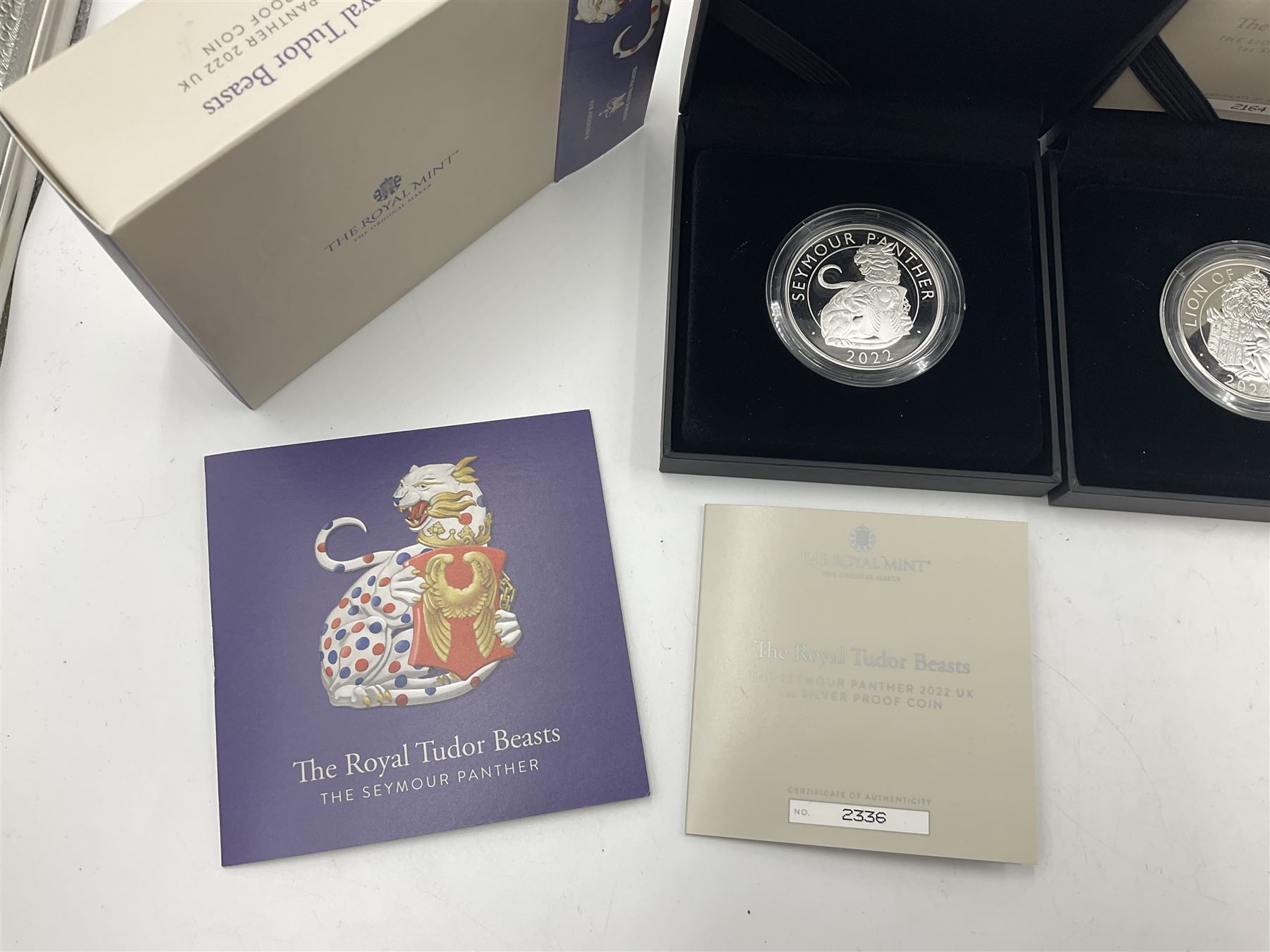 Three The Royal Mint United Kingdom 'The Royal Tudor Beasts' fine silver proof one ounce coins - Image 4 of 10