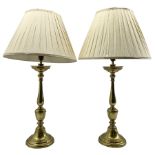 Pair of of 20th century brass lamps with baluster stem