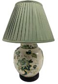 Mason's Chartreuse pattern table lamp in the form of a ginger jar