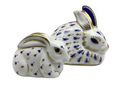 Two Royal Crown Derby Rabbit paperweights dated 1992 and 1998 (2)