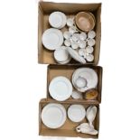 Quantity of white china to include Sutherland in three boxes