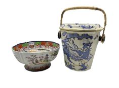 Mason's Ironstone Dragon pattern Slop Bucket with cane swing handle