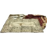 19th century silk embroidered panel or table runner