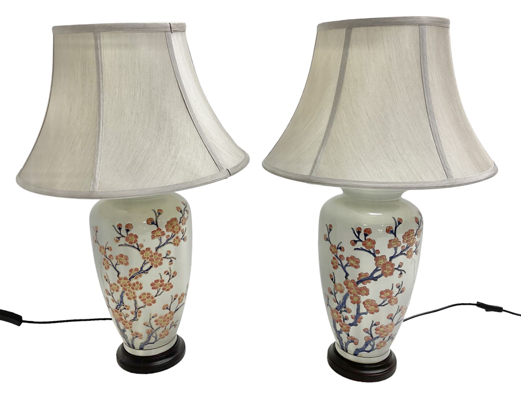 Pair of large table lamps of ovoid form