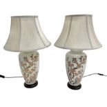 Pair of large table lamps of ovoid form