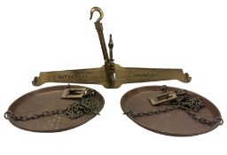 Set of Victorian Avery brass balance scales inscribed 'Birmingham - County of Warwick' weights and
