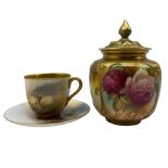 Royal Worcester coffee cup and saucer by Harry Davis