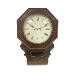 English - 8-day 19th-century mahogany fusee drop-dial wall clock