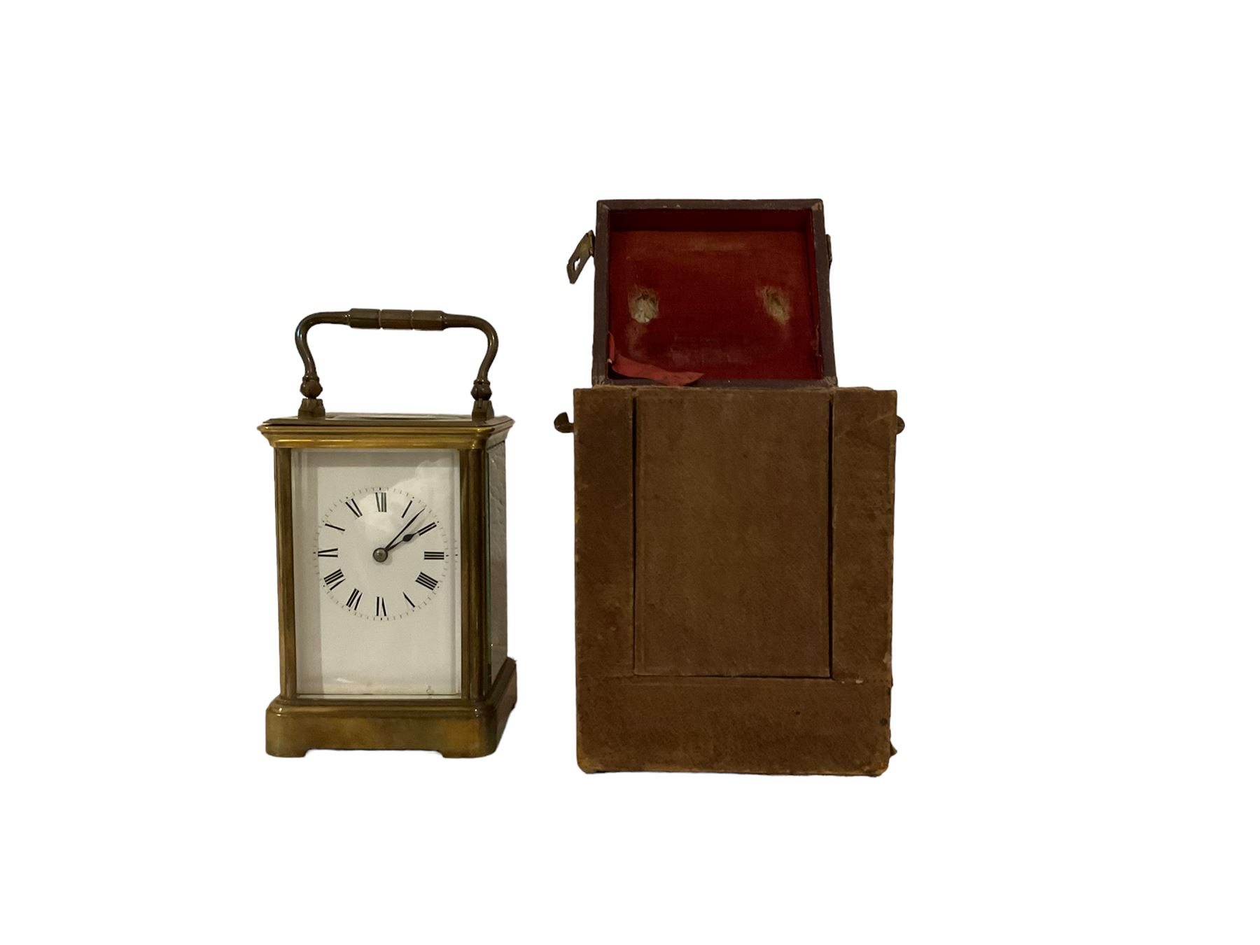 French - 8-day early 20th-century striking carriage clock and an Edwardian timepiece clock. Carriage - Image 4 of 6