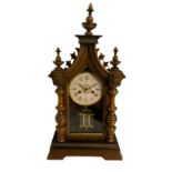 Juhngans - late 19th-century 8-day walnut and ebony mantle clock