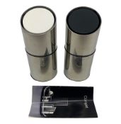 Jorgen Moller for Royal Copenhagen stainless steel salt and pepper pots 11cm