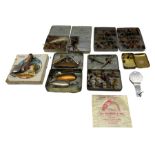 Collection of Fishing tackle to include Alcocks Aquatic Spider fly rod lure in the original tin