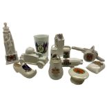 Quantity of WWI crested ware including Memorial Statue