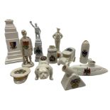 Quantity of WWI crested ware including Cenotaph