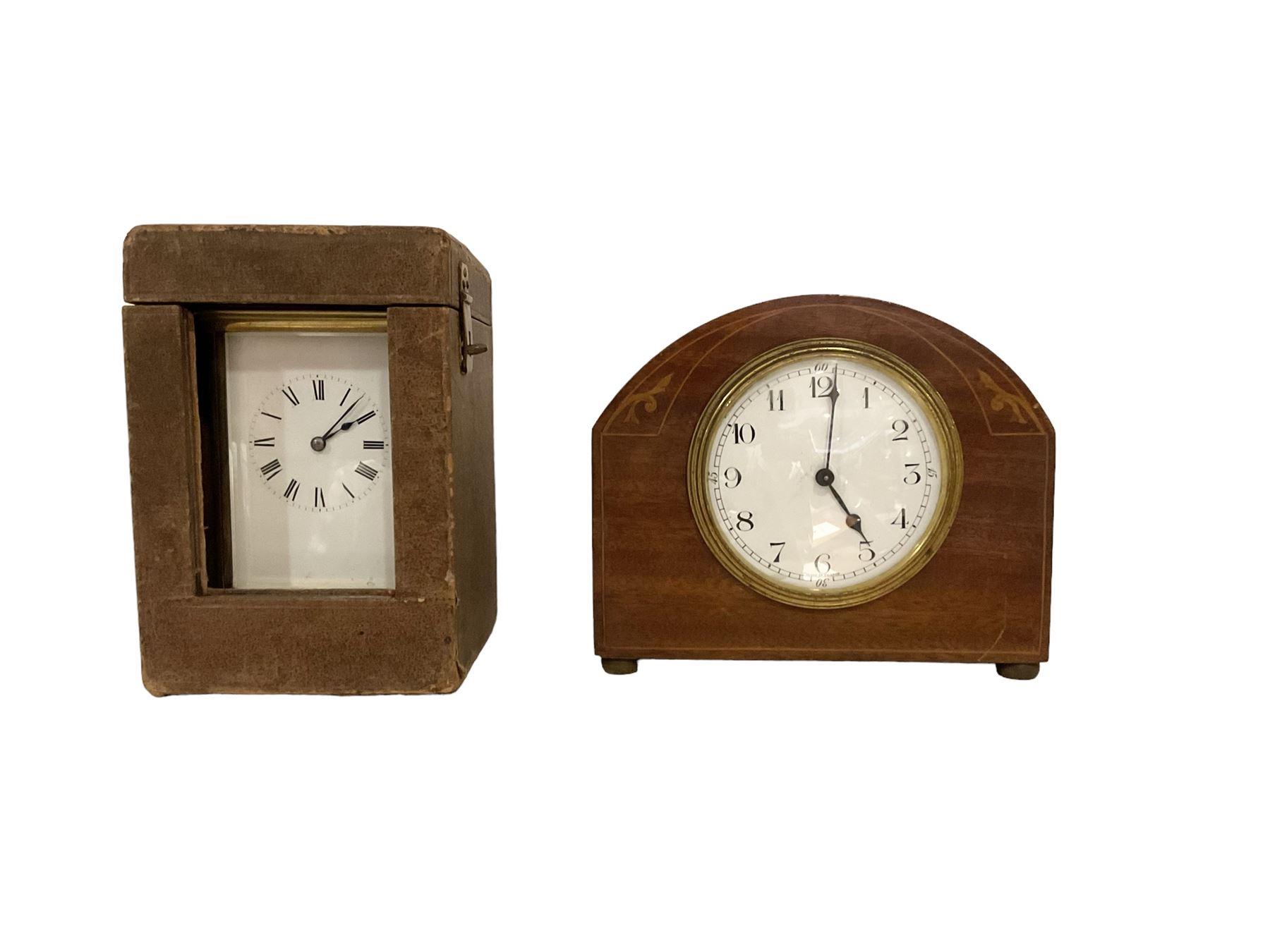 French - 8-day early 20th-century striking carriage clock and an Edwardian timepiece clock. Carriage