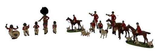 Quantity of lead hunting figures including on horseback and hounds