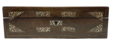 Victorian rosewood writing box with mother of pearl inlay W40cm