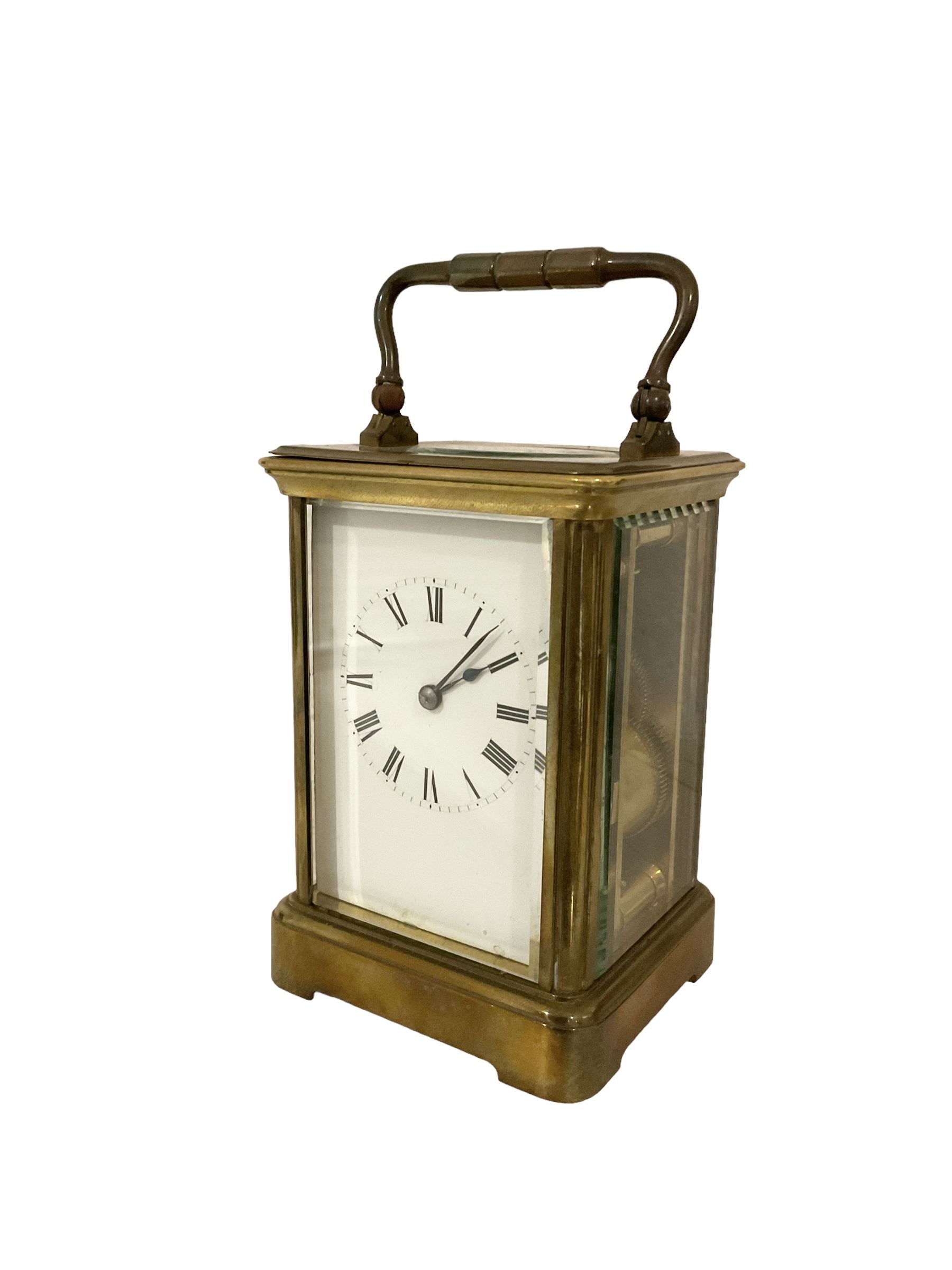 French - 8-day early 20th-century striking carriage clock and an Edwardian timepiece clock. Carriage - Image 2 of 6