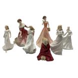 Collection of seven Royal Doulton female figures including 'My Best Friend' and 'Sentiments' collect