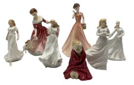 Collection of seven Royal Doulton female figures including 'My Best Friend' and 'Sentiments' collect