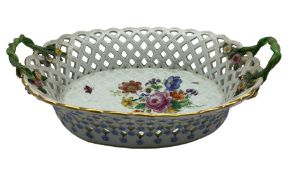 Large Meissen porcelain oval fruit basket