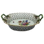 Large Meissen porcelain oval fruit basket