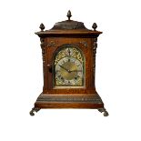 Winterhalder & Hoffmeier - 8-day quarter-striking German mantle clock in an oak case c1900