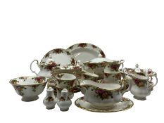 Quantity of Royal Albert 'Old Country Roses' pattern part dinner and tea service to include eight di