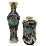 Moorcroft 'Indigo Lace' pattern long necked vase designed by Vicky Lovatt H21cm together with anothe