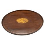 Edwardian oval mahogany galleried tea tray