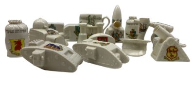 Quantity of WWI crested ware including two ambulances