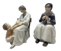 Royal Copenhagen 'Amager Girl Knitting' no.1317 together with B&G figure