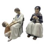 Royal Copenhagen 'Amager Girl Knitting' no.1317 together with B&G figure