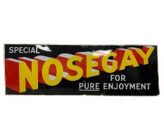 Vintage enamel advertisement for Nosegay Tobacco 62cm x 183cm