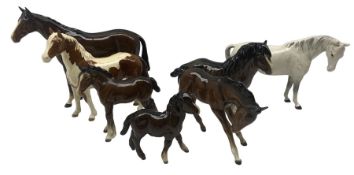 Collection of Beswick horses including Skewbald Pinto 1373