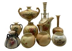 Quantity of Royal Worcester blush ivory including bottle twin handled vase