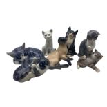 Collection of Royal Copenhagen cat figures including no.422