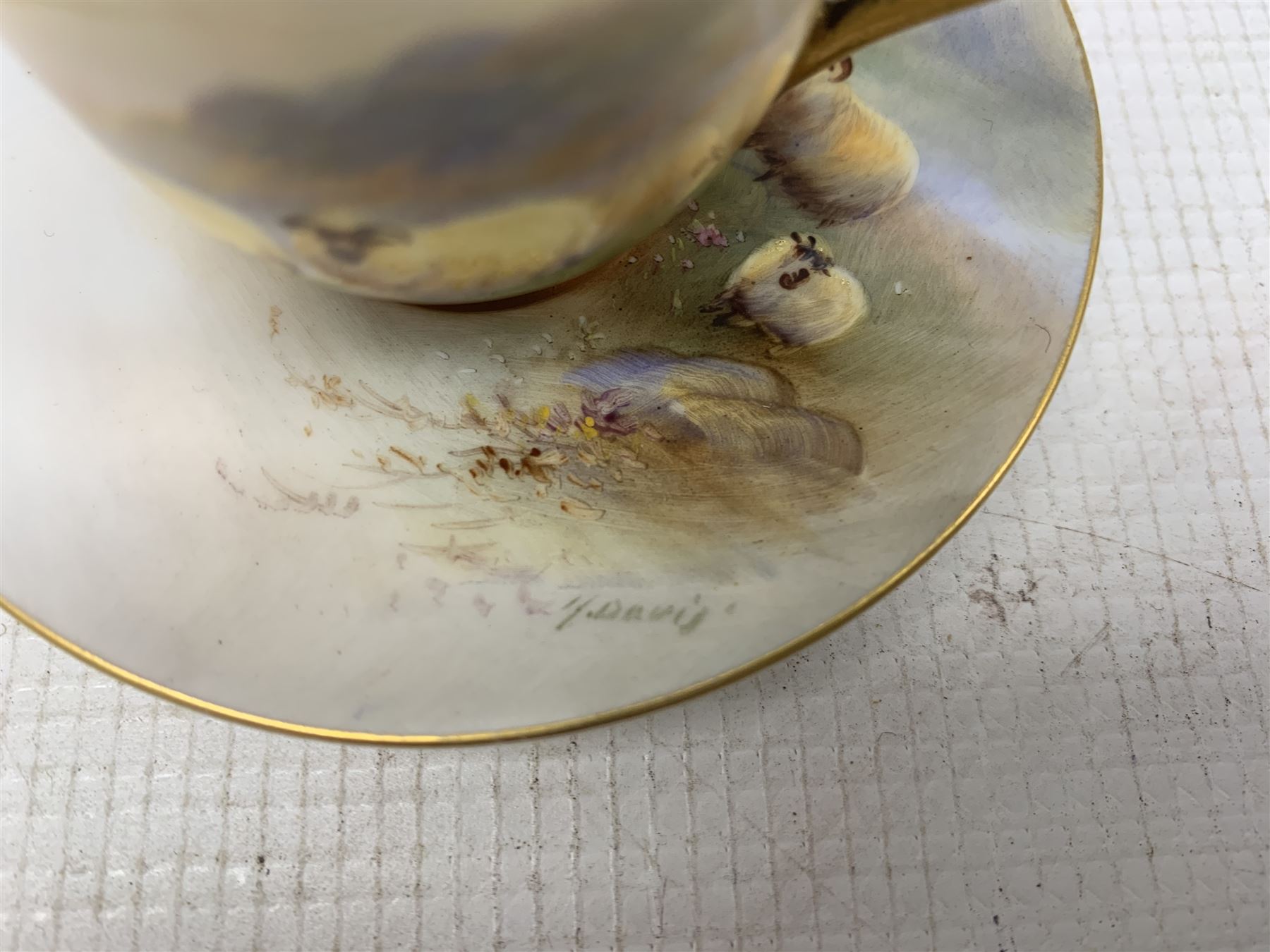 Royal Worcester coffee cup and saucer by Harry Davis - Image 5 of 7