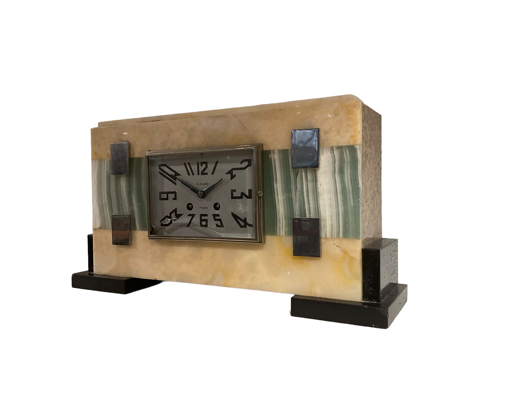 G.Blond - French Art Deco 8-day marble cased mantle clock - Image 2 of 3