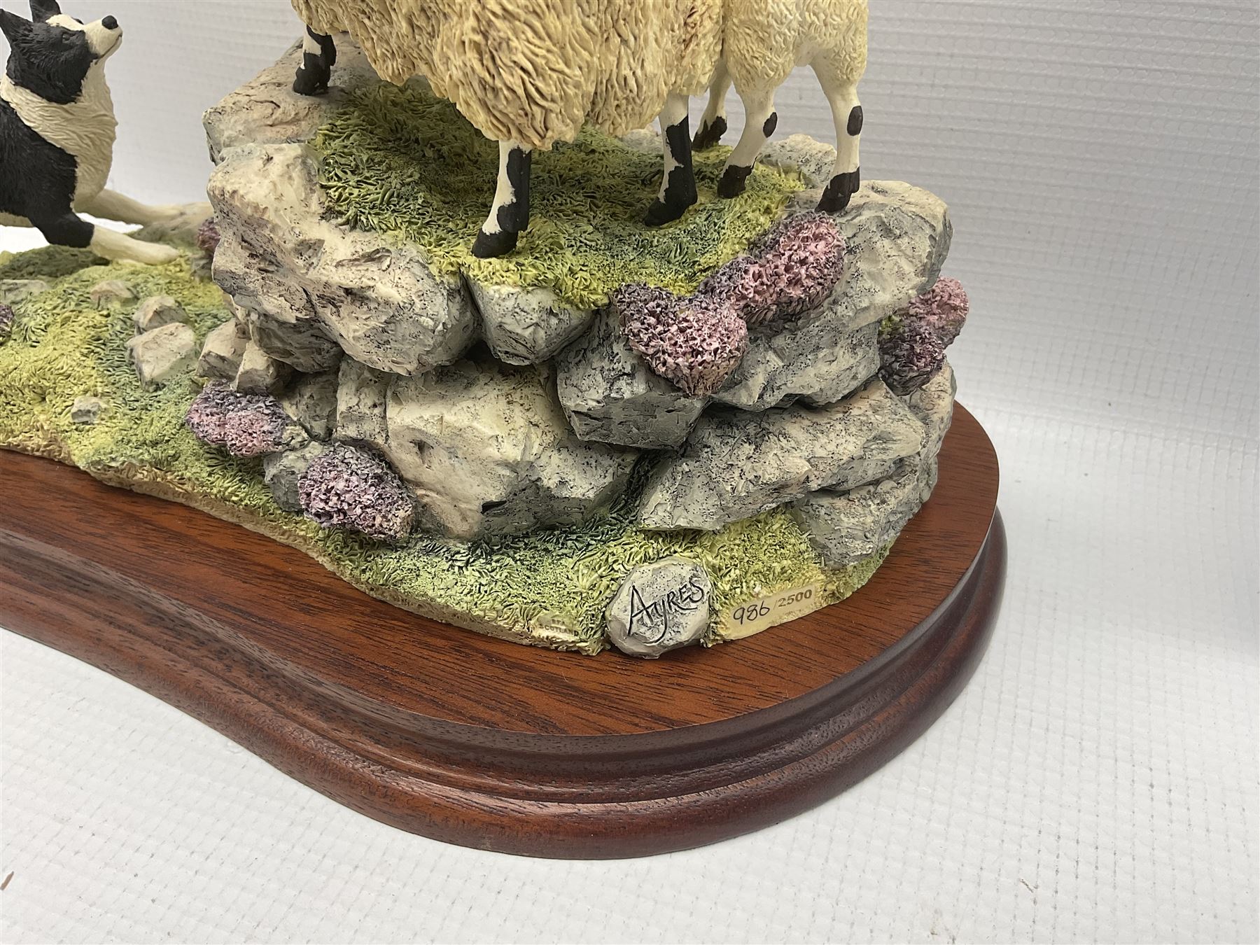 Border Fine Arts Limited Edition group of sheep and sheep dog 'Holding Her Ground' by Ray Ayres No - Image 2 of 2