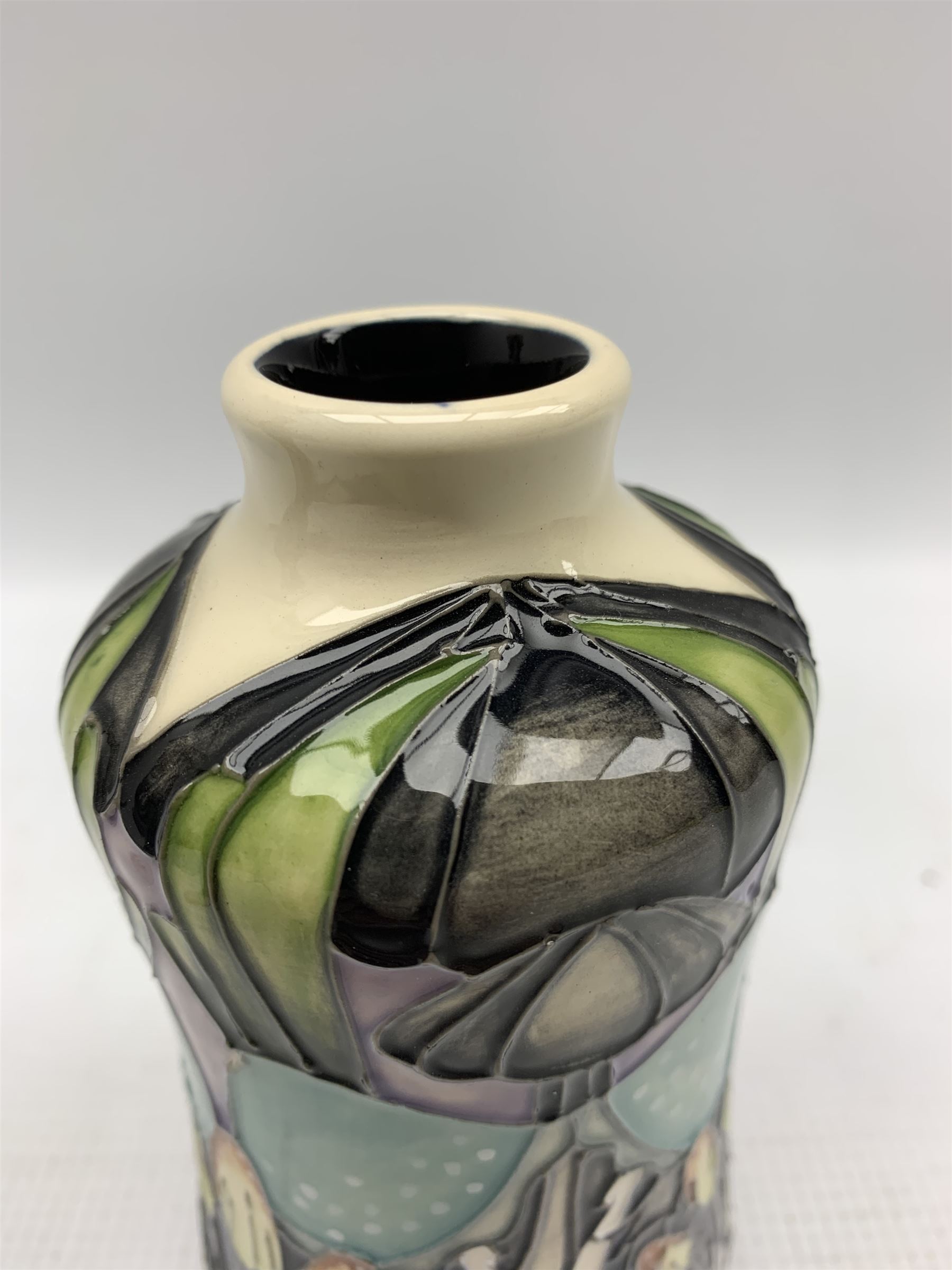 Moorcroft 'Indigo Lace' pattern long necked vase designed by Vicky Lovatt H21cm together with anothe - Image 3 of 4